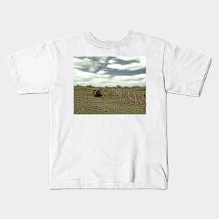 Old boat abandoned on a field Kids T-Shirt